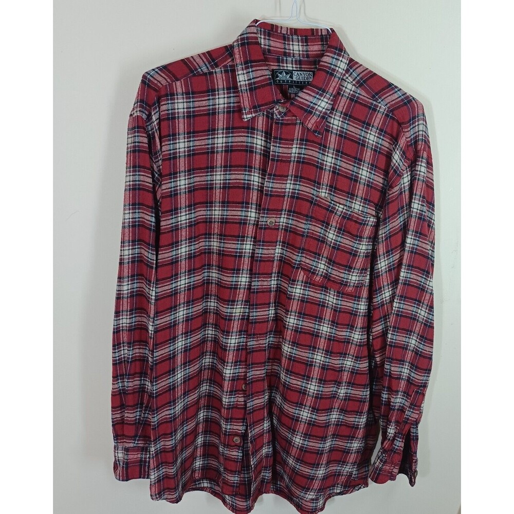 Canyon Guide Outfitters Red  Flannel Long Sleeve Button Down Shirt Size XL
